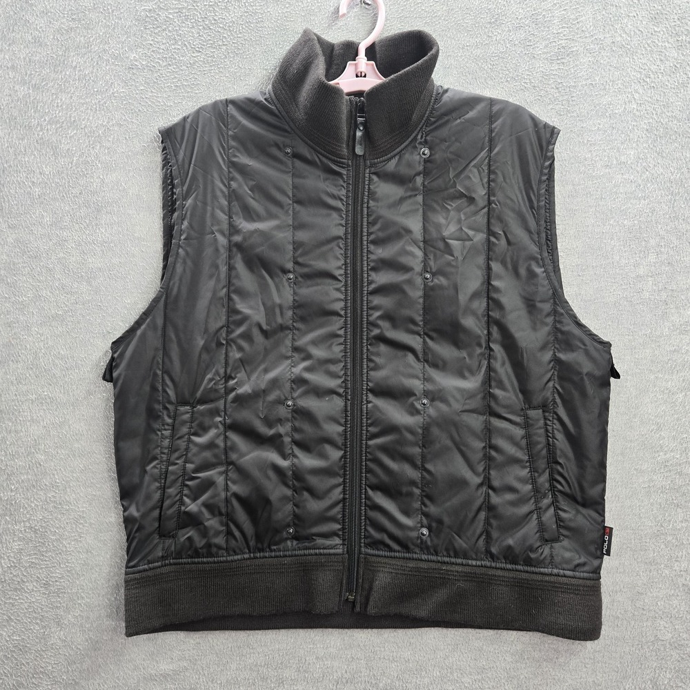 VINTAGE Polo By Ralph Lauren Men Vest L Black Puffer Sleeveless Mock Neck Pocket